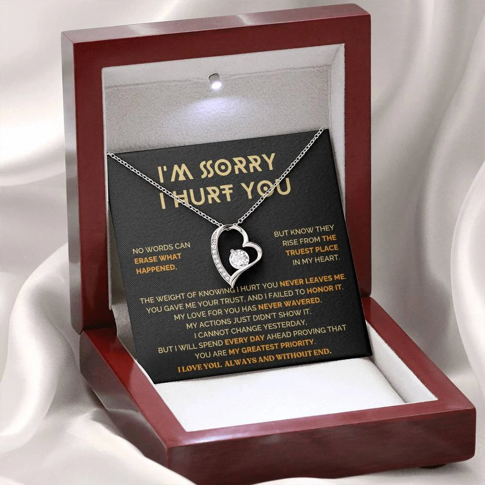 14k white gold forever love necklace for her message card jewelry I am sorry analogy gift luxury box