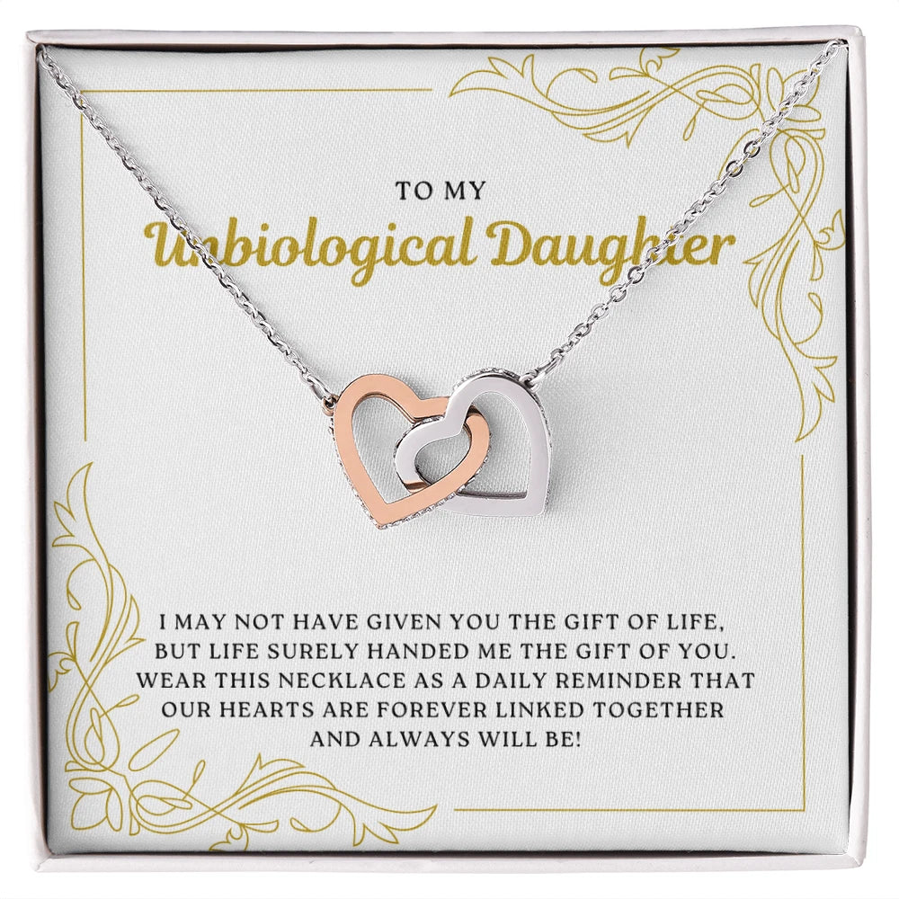 14k white gold interlocking hearts necklace for my bonus daughter forever linked message card jewelry