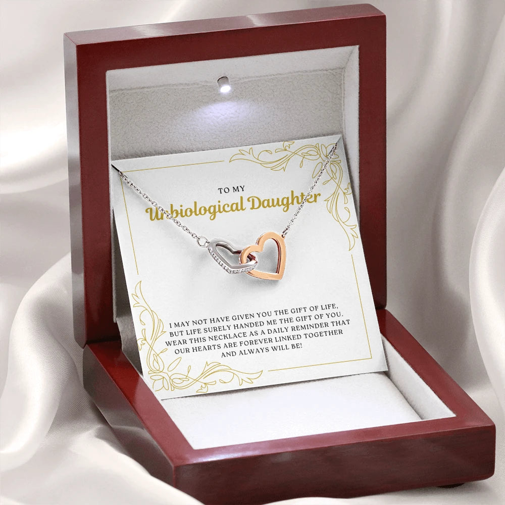 14k white gold interlocking hearts necklace for my bonus daughter forever linked message card jewelry luxury box