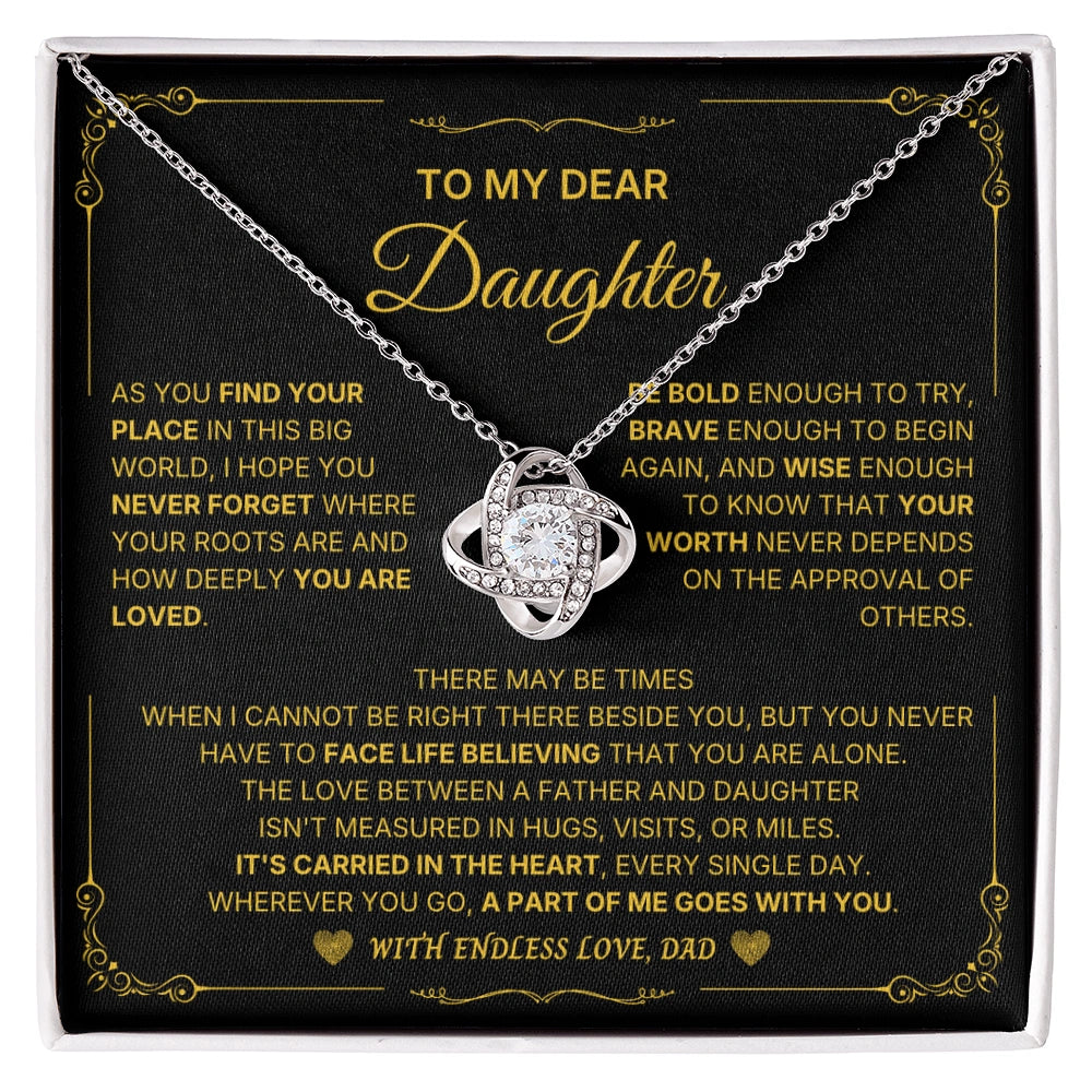 14k white gold love knot necklace for daughter endless love message card jewelry