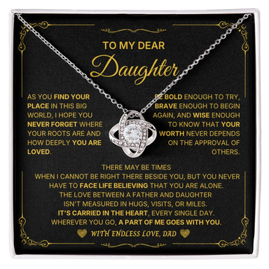 14k white gold love knot necklace for daughter endless love message card jewelry