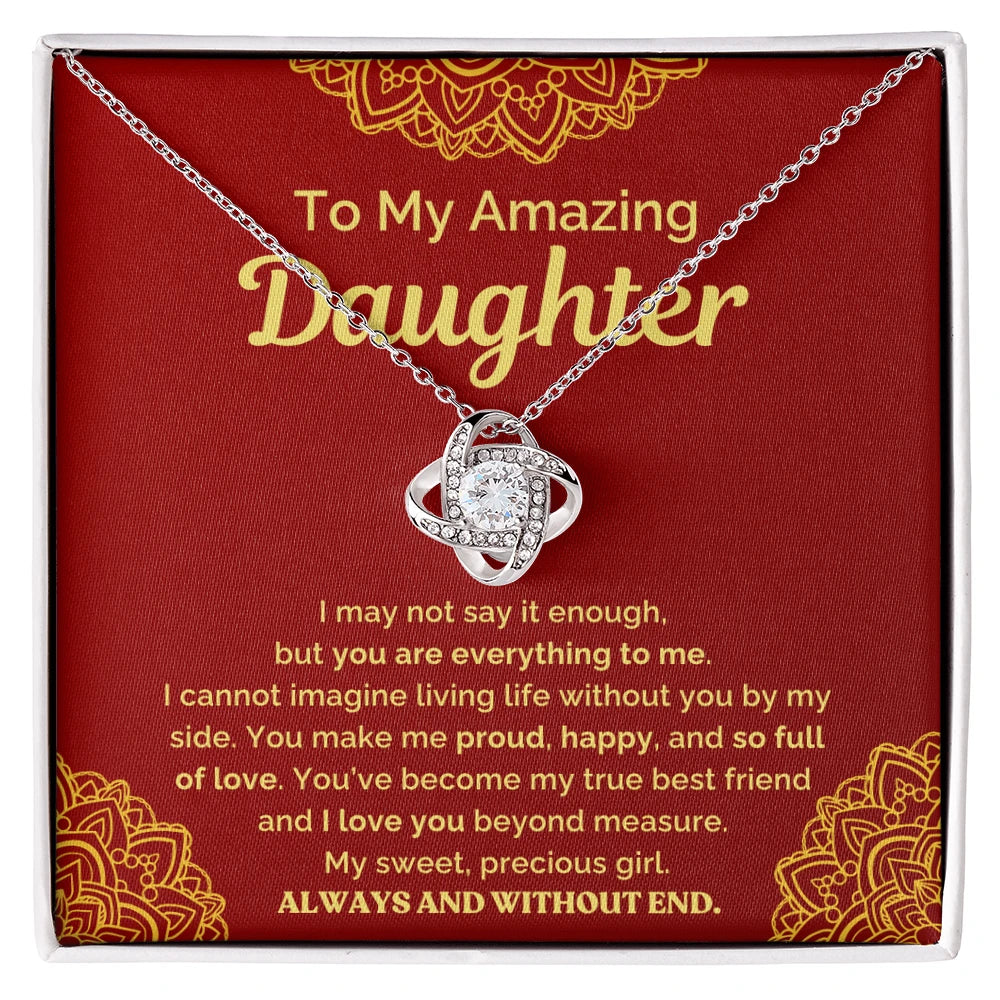 14k white gold love knot necklace for my daughter your are everything message card jewelry