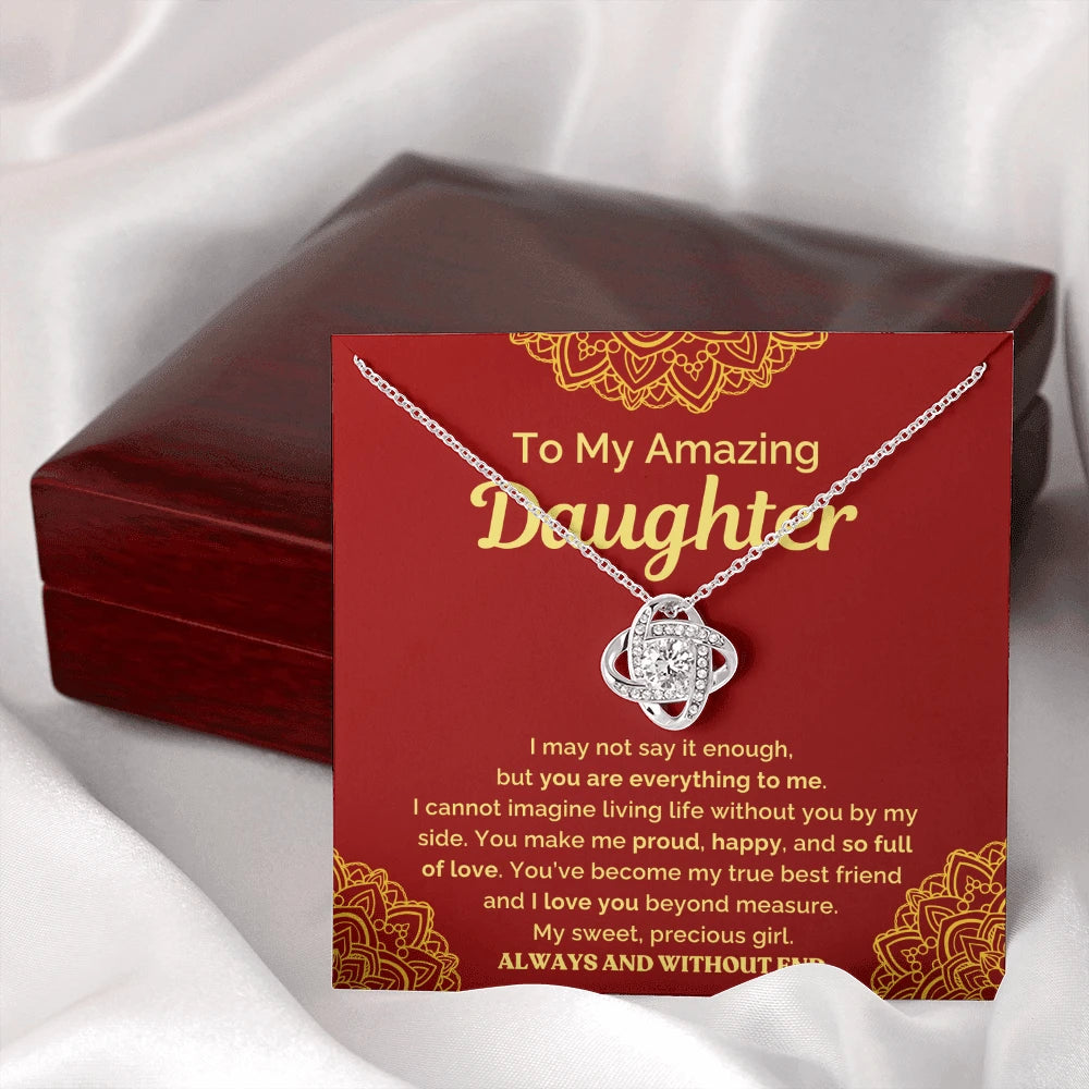 14k white gold love knot necklace for my daughter your are everything message card jewelry luxury box