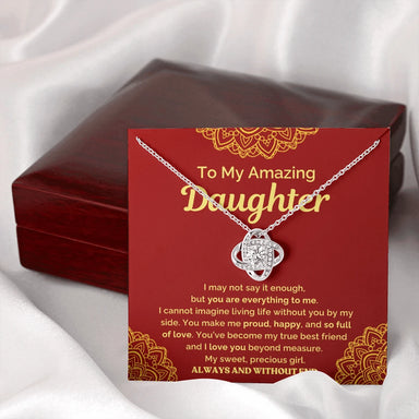 14k white gold love knot necklace for my daughter your are everything message card jewelry luxury box