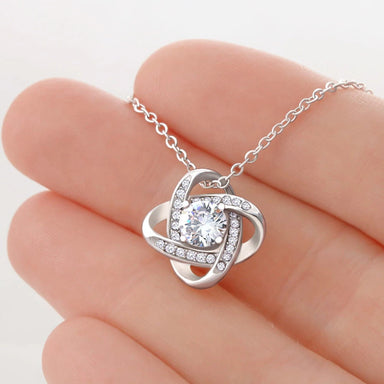 14k white gold love knot necklace for my daughter your are everything message card jewelry showcase in hand