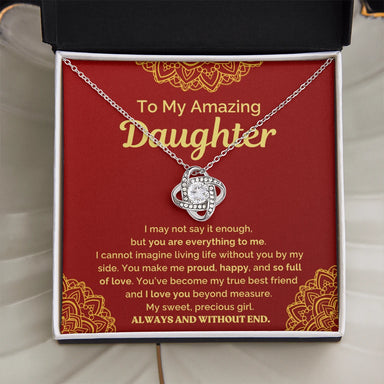 14k white gold love knot necklace for my daughter your are everything message card jewelry standard box