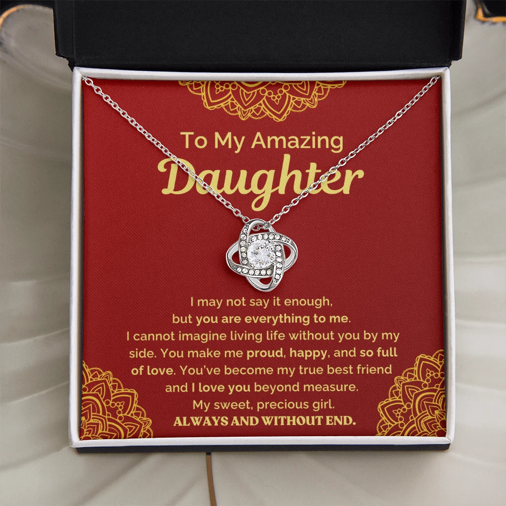 14k white gold love knot necklace for my daughter your are everything message card jewelry standard box