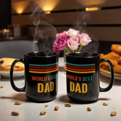 15 oz Black Ceramic Mug for Father Father's Day Gift Best Dad Double Showcase