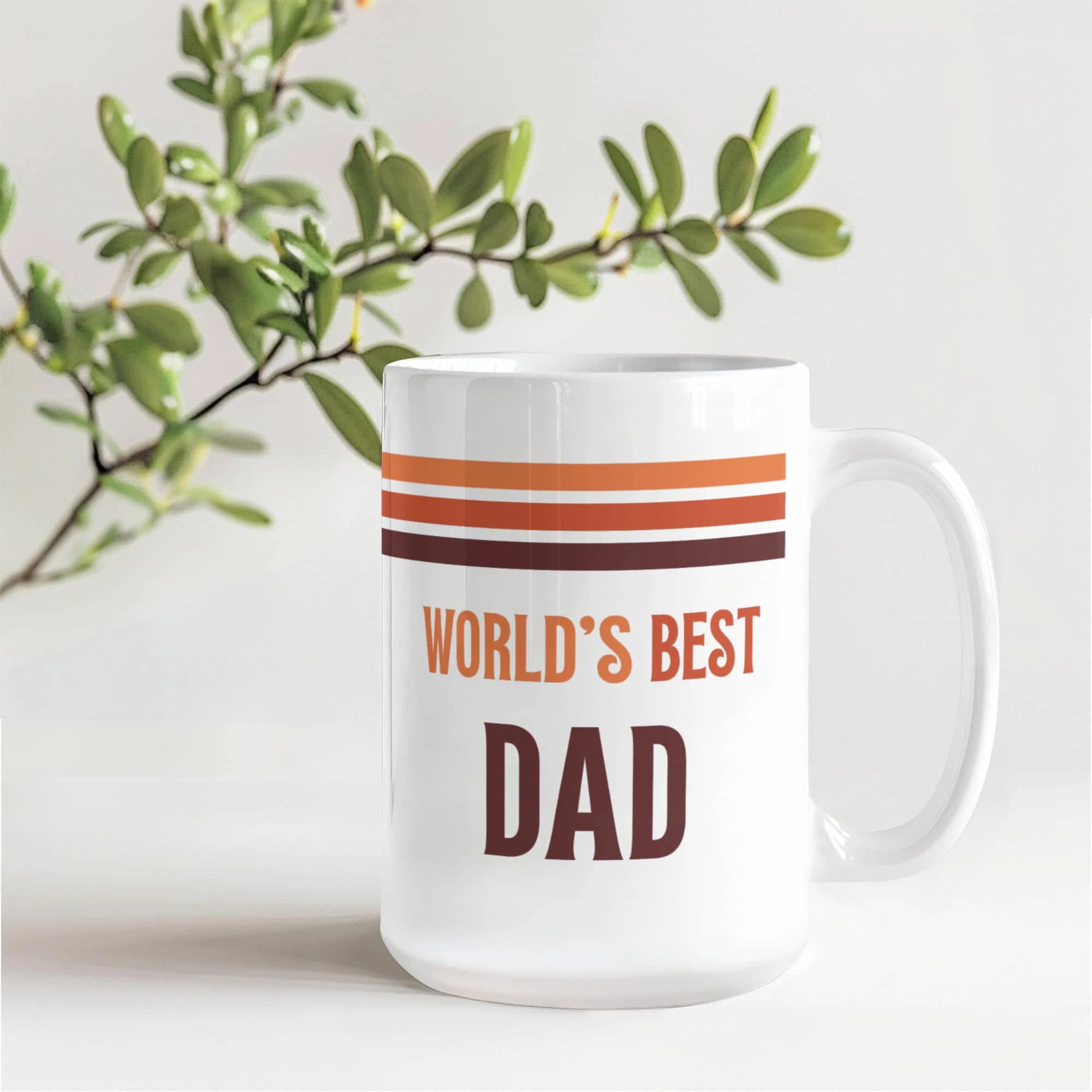 15oz White Ceramic Mug for Father Best Dad Showcase On the Table