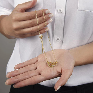 18K Yellow Gold Finish Interlocking Hearts Necklace Gift For Her Display