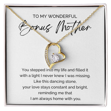 18K Yellow Gold Forever Love Necklace Sweetest Devotion Flower Bouquet Bundle For My Bonus Mom Your Love Message Card Jewelry