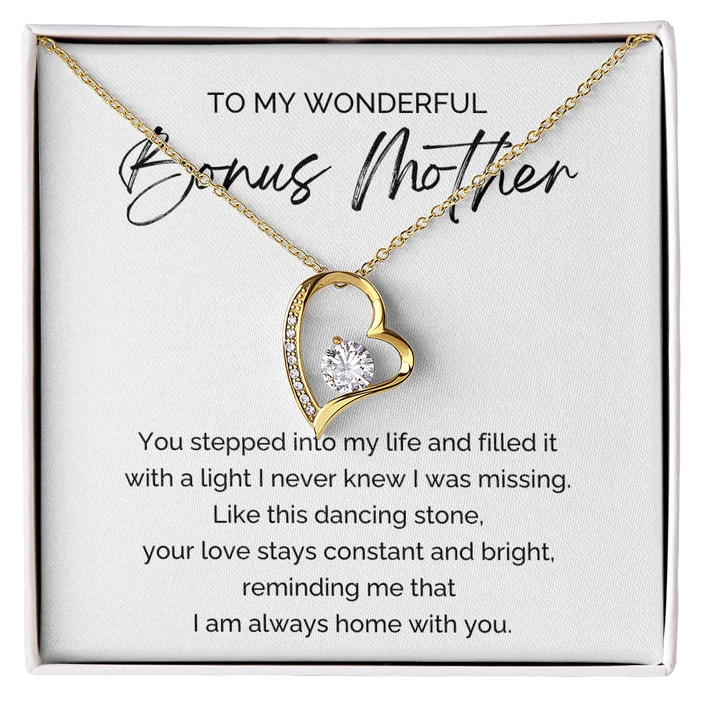 18K Yellow Gold Forever Love Necklace Sweetest Devotion Flower Bouquet Bundle For My Bonus Mom Your Love Message Card Jewelry