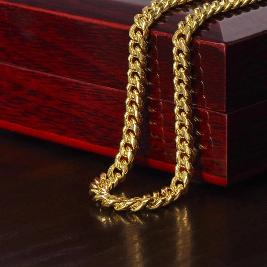 18K Yellow Gold Men's 5mm Cuban Link Chain Necklace Luxury Box