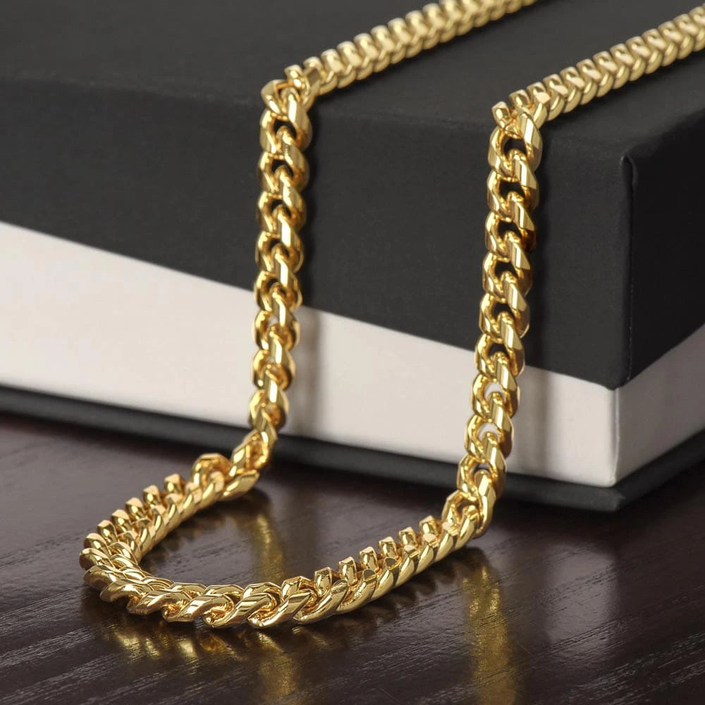 18K Yellow Gold Men's 5mm Cuban Link Chain Necklace Standard Box