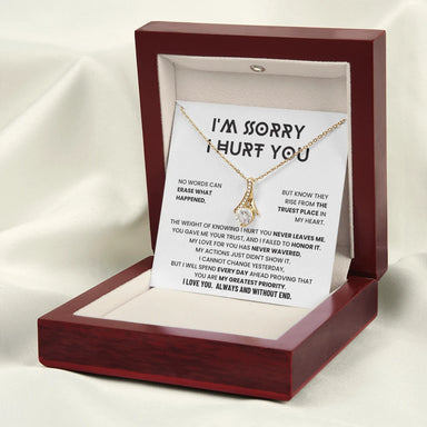 18k Yellow Gold Alluring Beauty Necklace Apology Gifts for Her I'm Sorry Message Card Jewelry Luxury Box