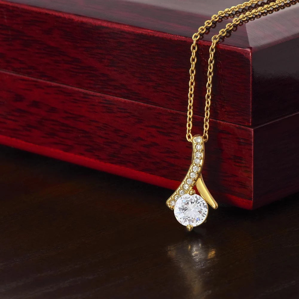 18k Yellow Gold Alluring Beauty Necklace Gift For Her Luxury Box