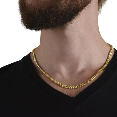 18k Yellow Gold Cuban Link Chain for Fishing Dad Best Catch Message Card Jewelry Display On Neck