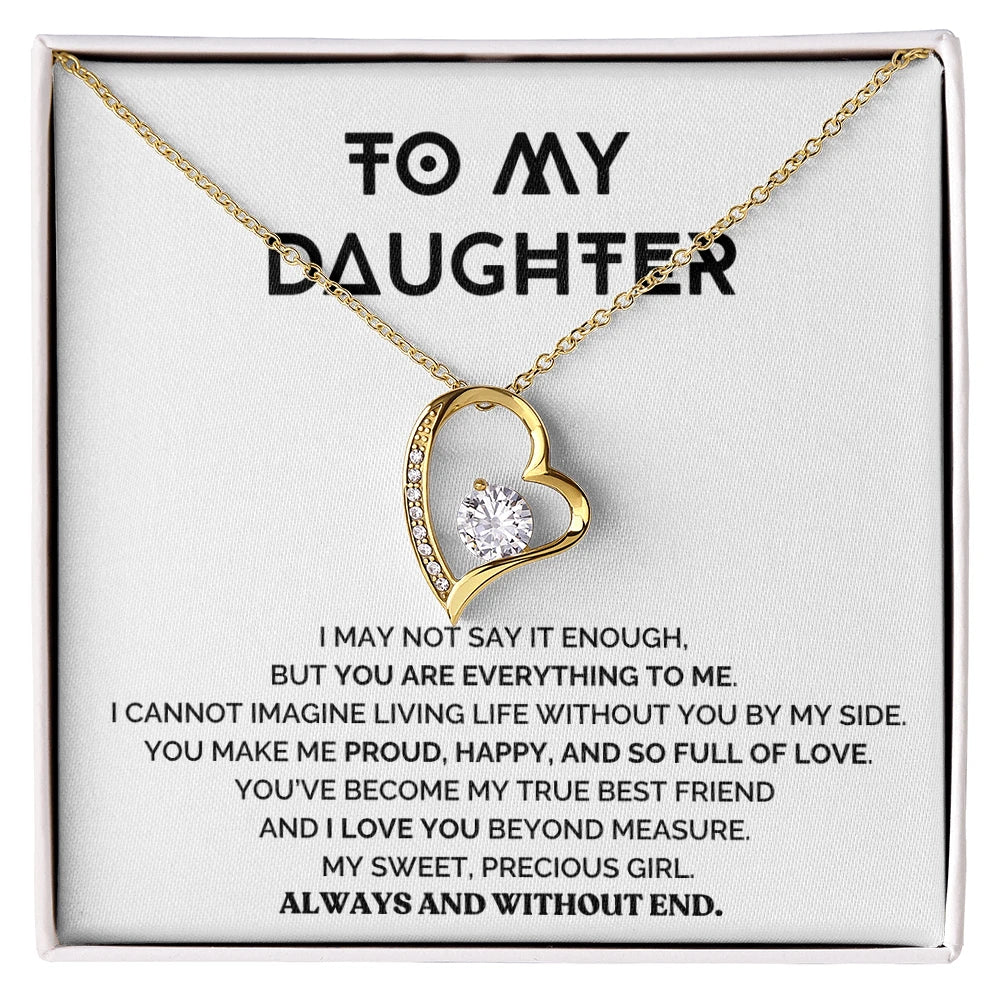 18k Yellow Gold Forever Love Necklace For My Daughter You Are Everything Message Card Jewelry