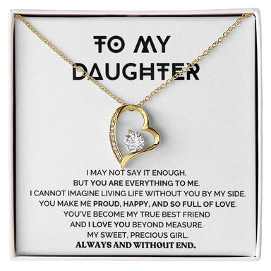 18k Yellow Gold Forever Love Necklace For My Daughter You Are Everything Message Card Jewelry