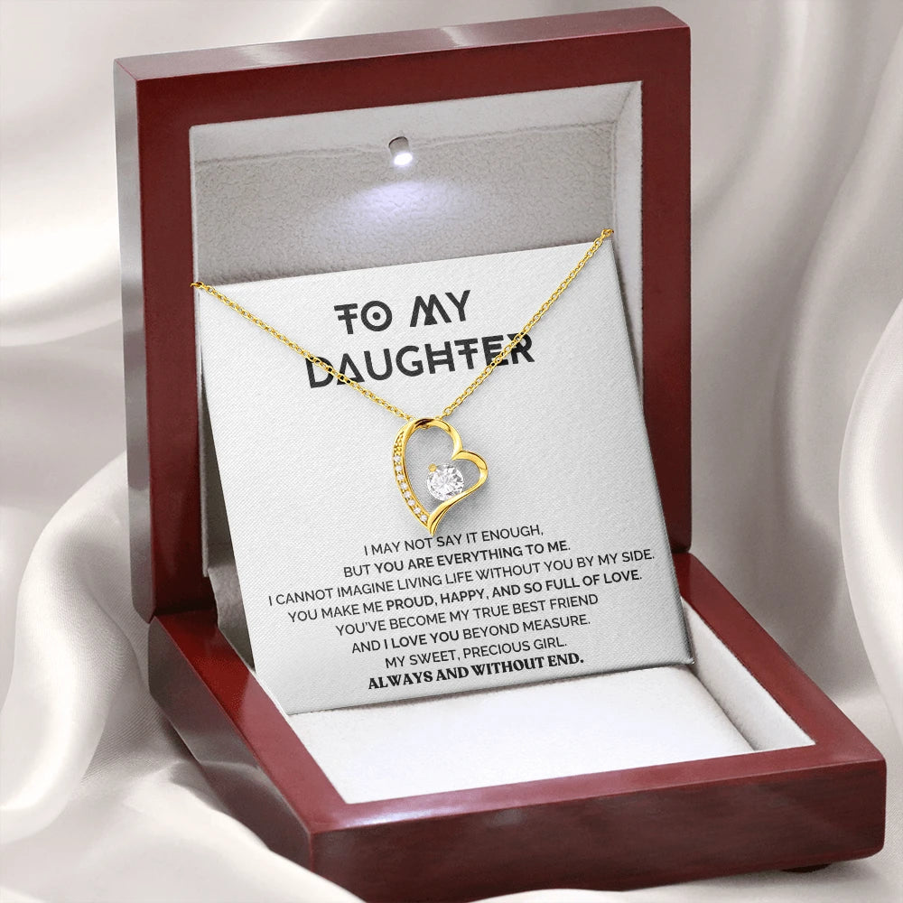 18k Yellow Gold Forever Love Necklace For My Daughter You Are Everything Message Card Jewelry Luxury Box