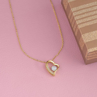 18k Yellow Gold Forever Love Necklace For My Daughter You Are Everything Message Card Jewelry Showcase On the Table