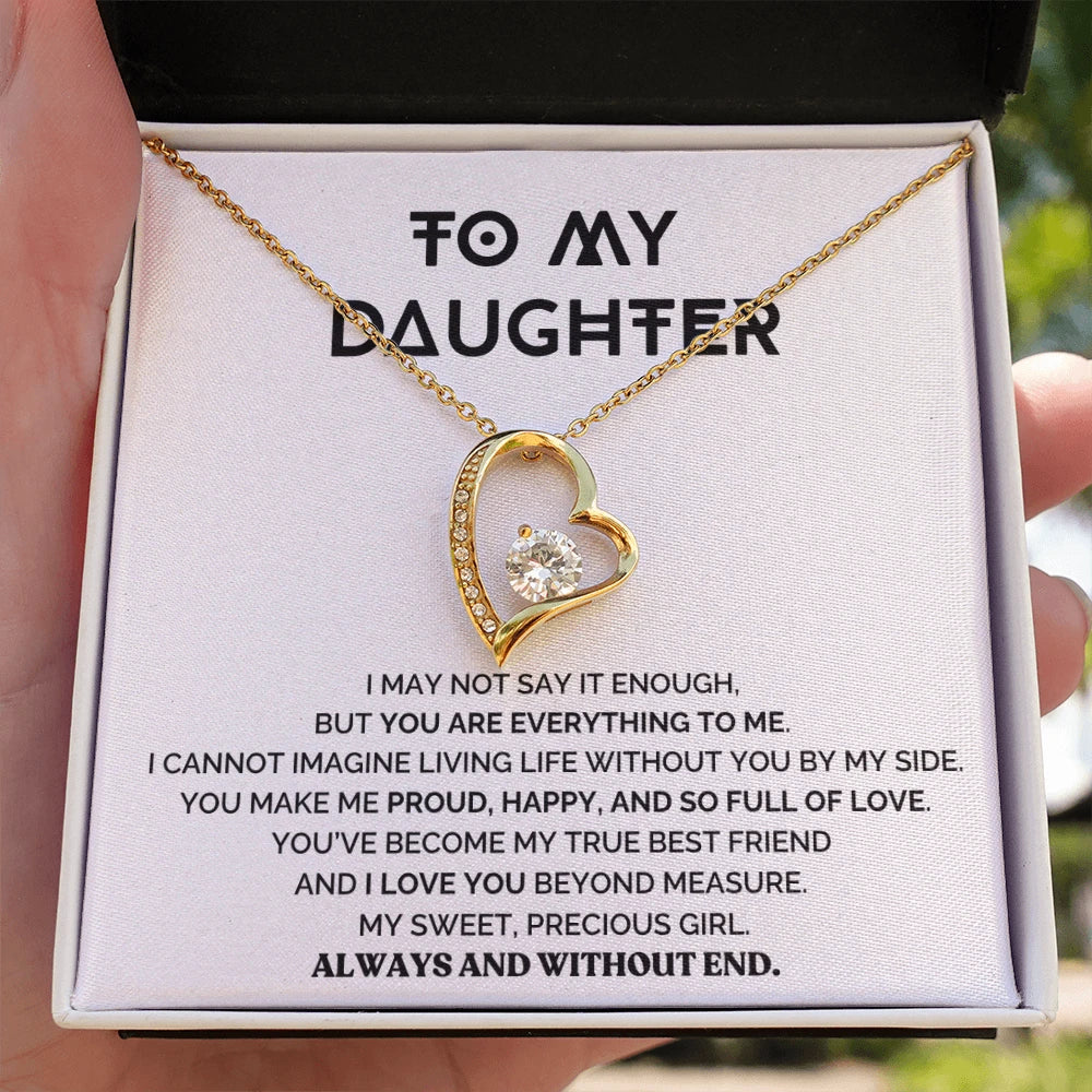 18k Yellow Gold Forever Love Necklace For My Daughter You Are Everything Message Card Jewelry Standard Box