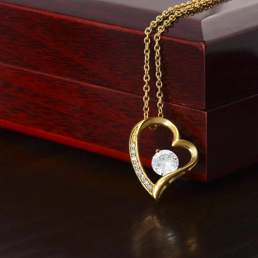 18k Yellow Gold Forever Love Necklace Gift For Her Luxury Box