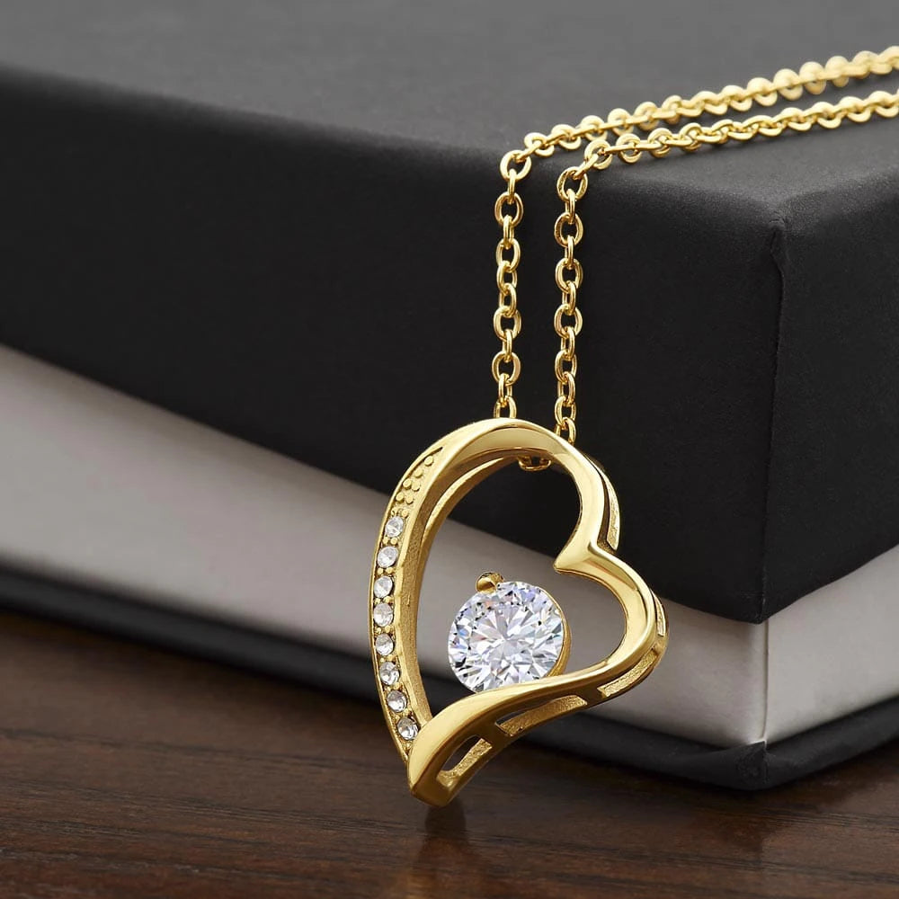 18k Yellow Gold Forever Love Necklace Gift For Her Standard Box
