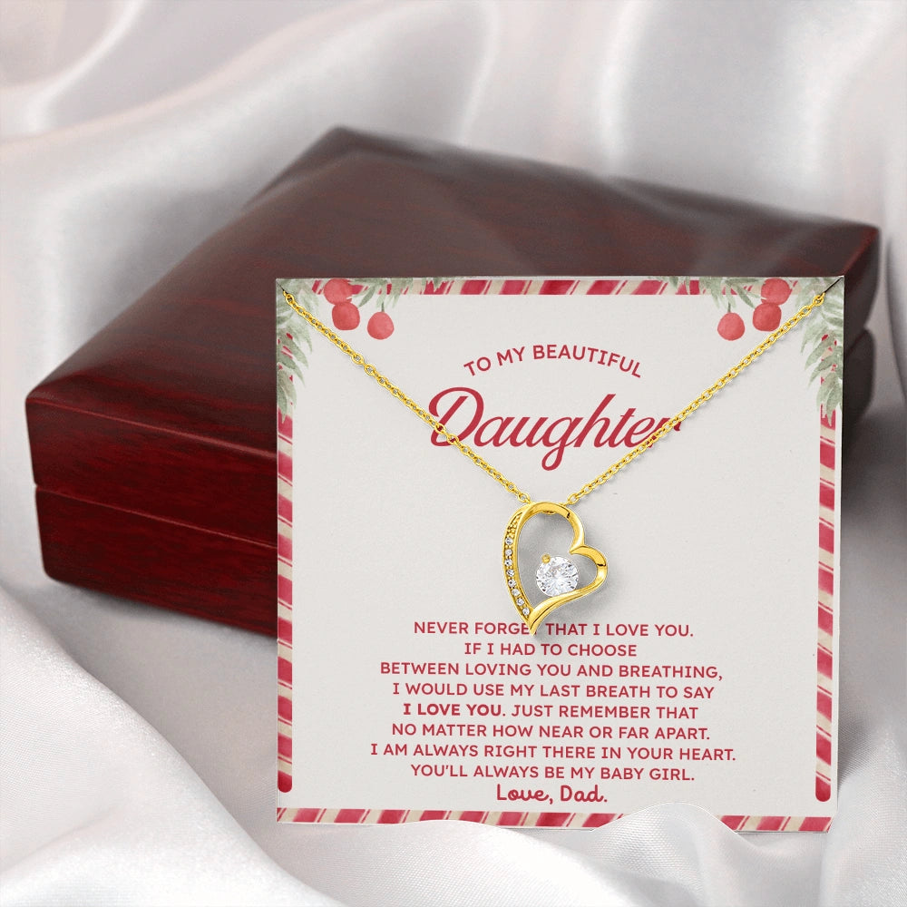 18k Yellow Gold Forever Love Necklace for Daughter from Dad I Love You Christmas Necklace Gift for Daughter Luxury Box