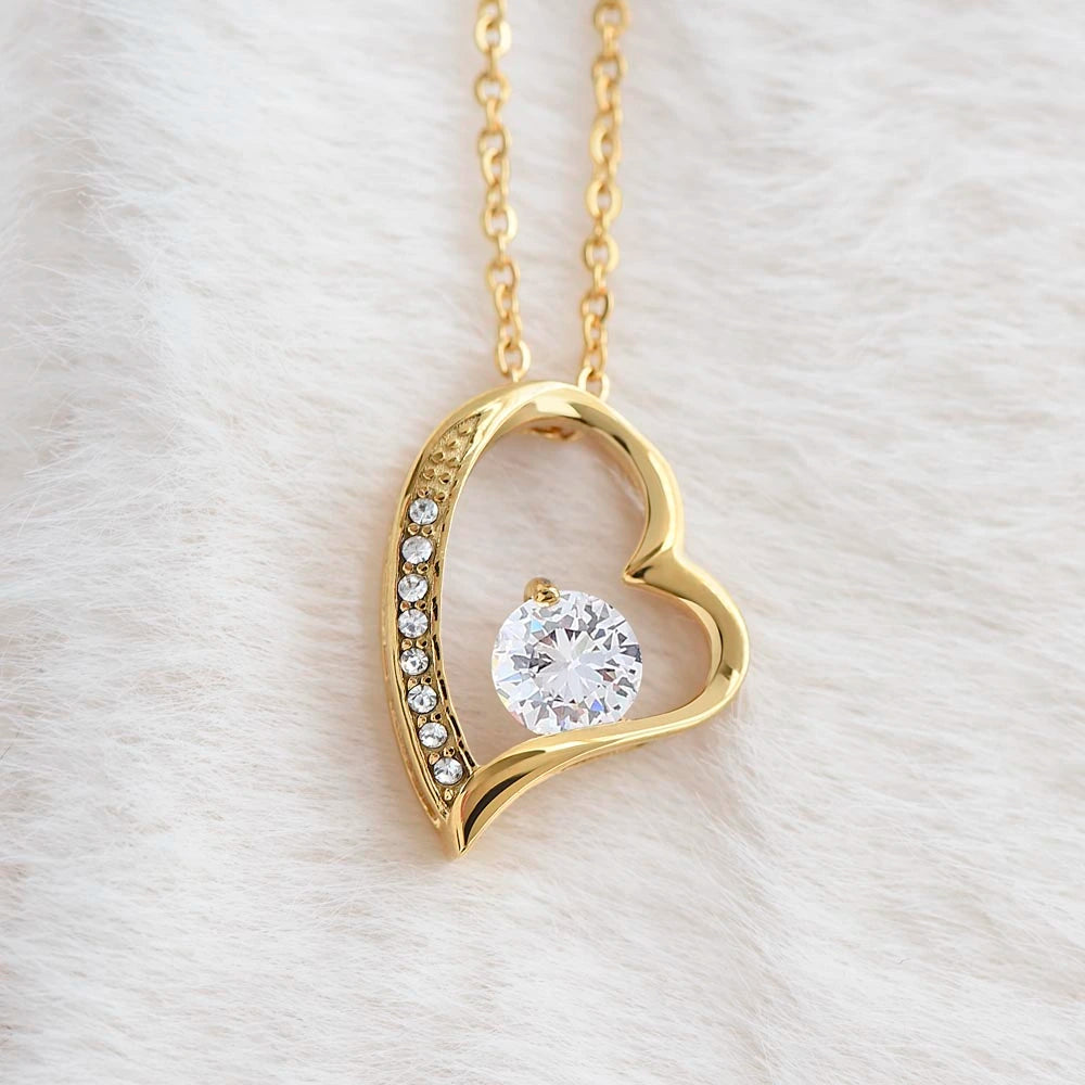 18k Yellow Gold Forever Love Necklace for Daughter from Dad I Love You Christmas Necklace Gift for Daughter Showcase