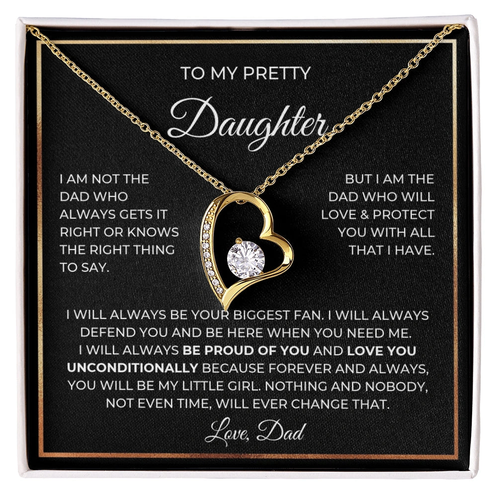 18k Yellow Gold Forever Love Necklace for daughter from Dad Forever Always Message Card Jewelry