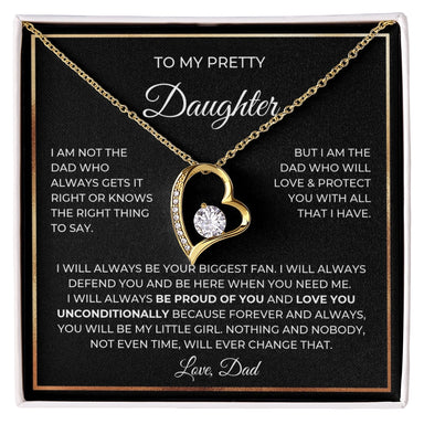 18k Yellow Gold Forever Love Necklace for daughter from Dad Forever Always Message Card Jewelry