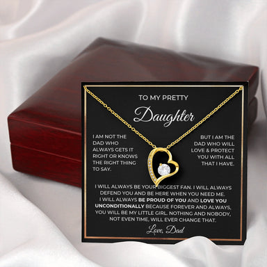 18k Yellow Gold Forever Love Necklace for daughter from Dad Forever Always Message Card Jewelry Luxury Box