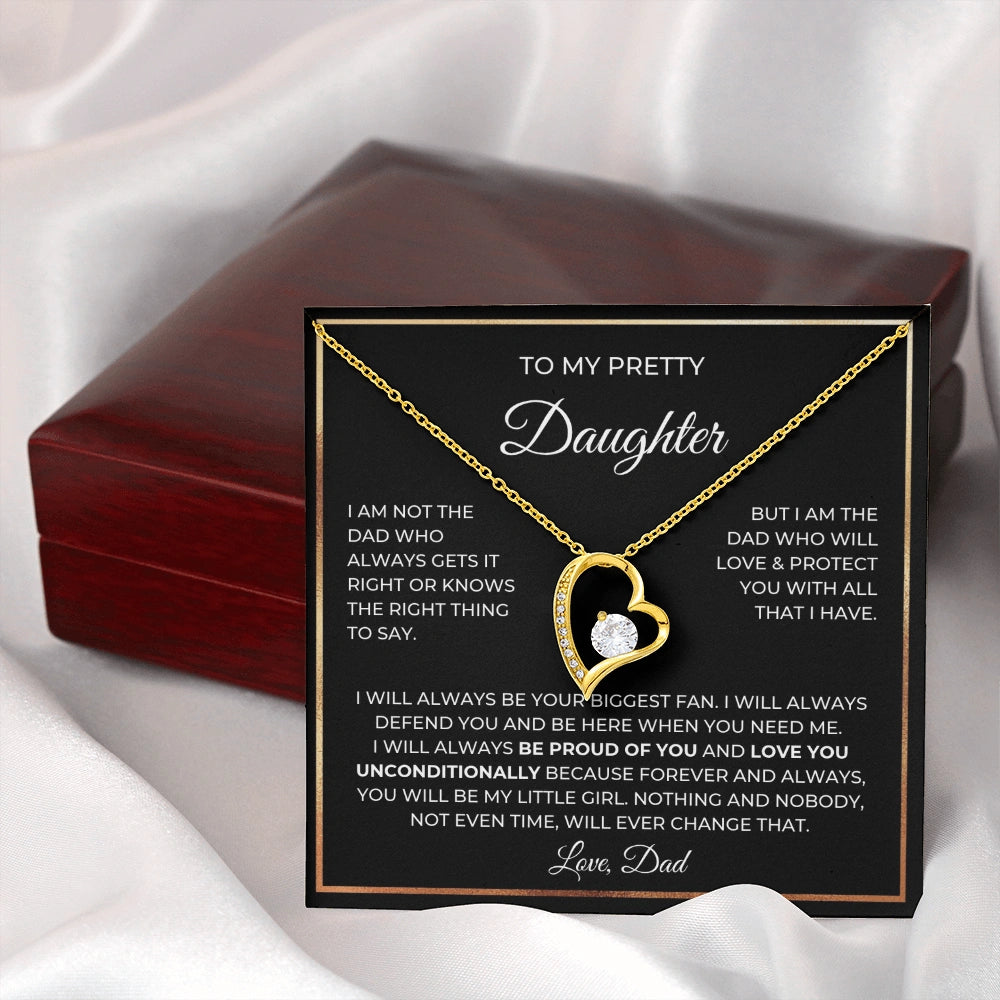 18k Yellow Gold Forever Love Necklace for daughter from Dad Forever Always Message Card Jewelry Luxury Box