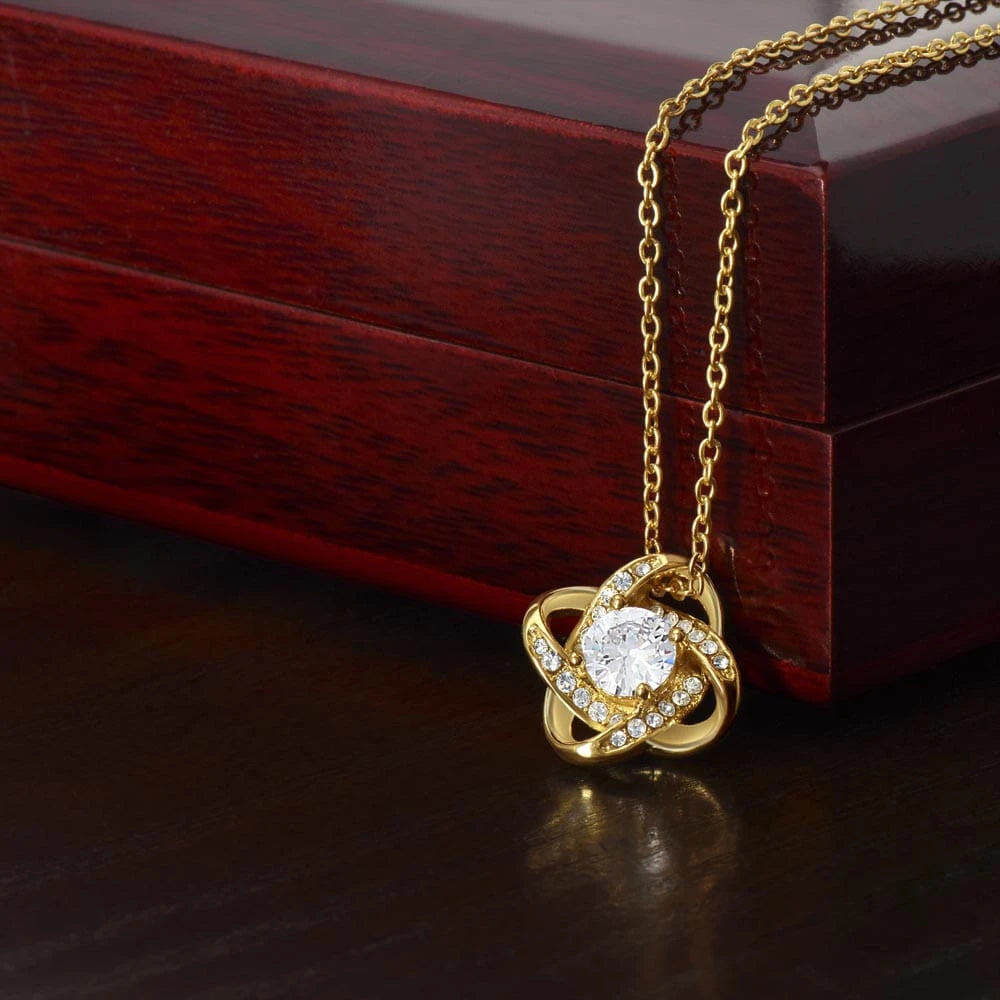 18k Yellow Gold Love Knot Necklace Gift For Her Luxury Box