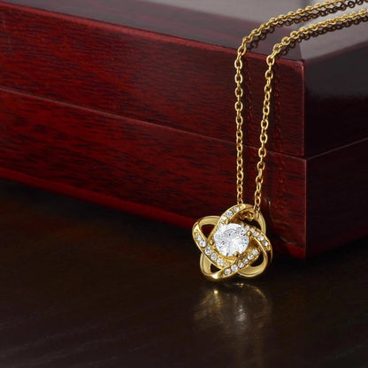 18k Yellow Gold Love Knot Necklace Gift For Her Luxury Box