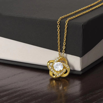 18k Yellow Gold Love Knot Necklace Gift For Her Standard Box