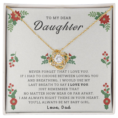 18k Yellow Gold Love Knot Necklace for Daughter from Dad Christmas Necklace Gift I Love You