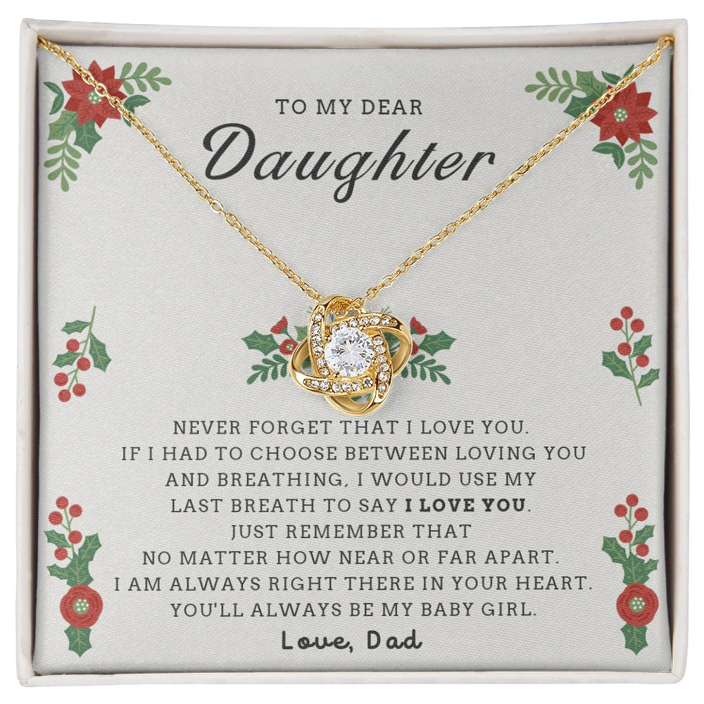 18k Yellow Gold Love Knot Necklace for Daughter from Dad Christmas Necklace Gift I Love You