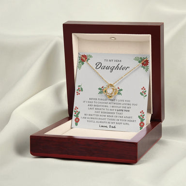 18k Yellow Gold Love Knot Necklace for Daughter from Dad Christmas Necklace Gift I Love You Luxury Box