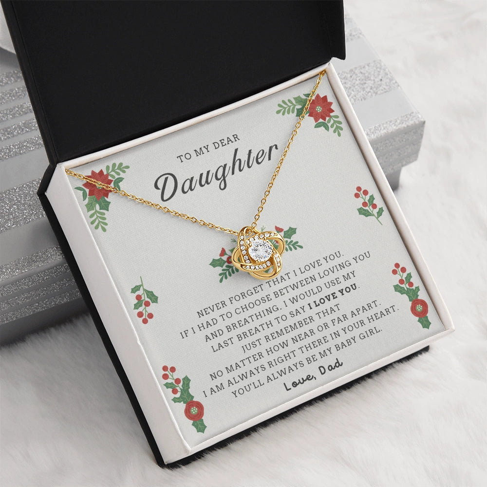 18k Yellow Gold Love Knot Necklace for Daughter from Dad Christmas Necklace Gift I Love You Standard Box