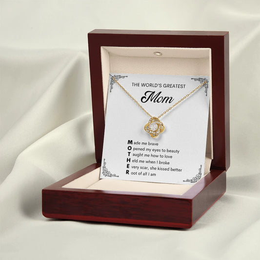 18k Yellow Gold Mother Love Knot Necklace Message Card Jewelry With Luxury Box for Mom Mother's Day Gift