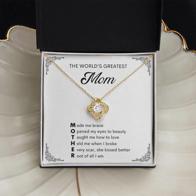 18k Yellow Gold Mother Love Knot Necklace Message Card Jewelry With Standard Box for Mom Mother's Day Gift