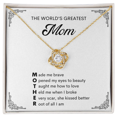 18k Yellow Gold Mother Love Knot Necklace Message Card Jewelry for Mom Mother's Day Gift