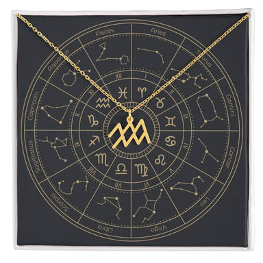 18k yellow gold Aquarius zodiac sign necklaces