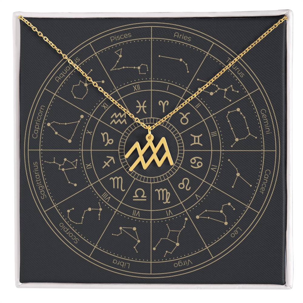 18k yellow gold Aquarius zodiac sign necklaces