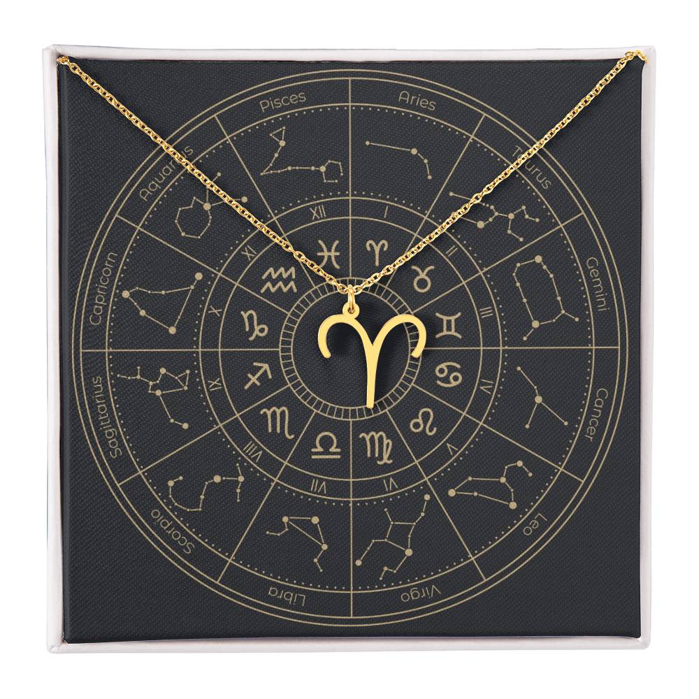 18k yellow gold Aries zodiac sign necklaces