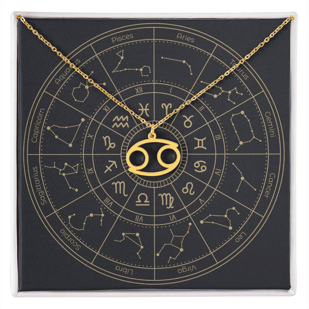 18k yellow gold Cancer zodiac sign necklaces