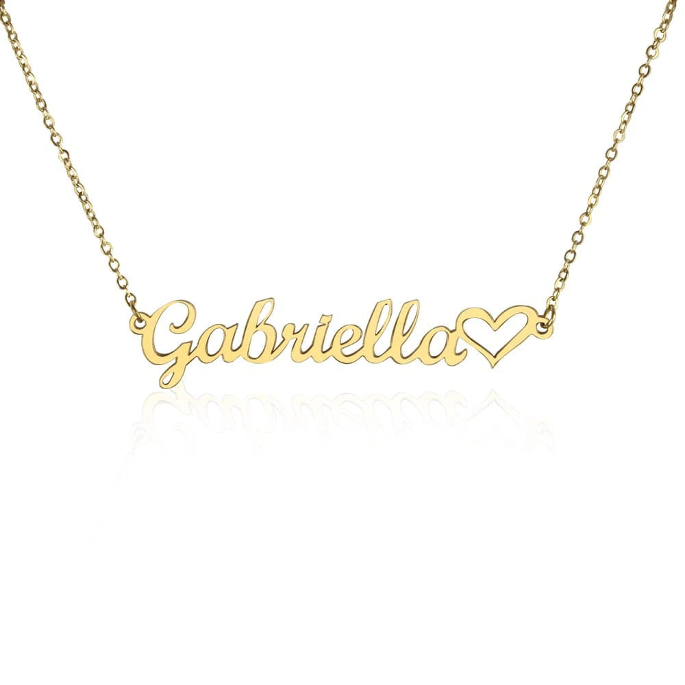 18k yellow gold Custom Name Necklace with Heart for Her