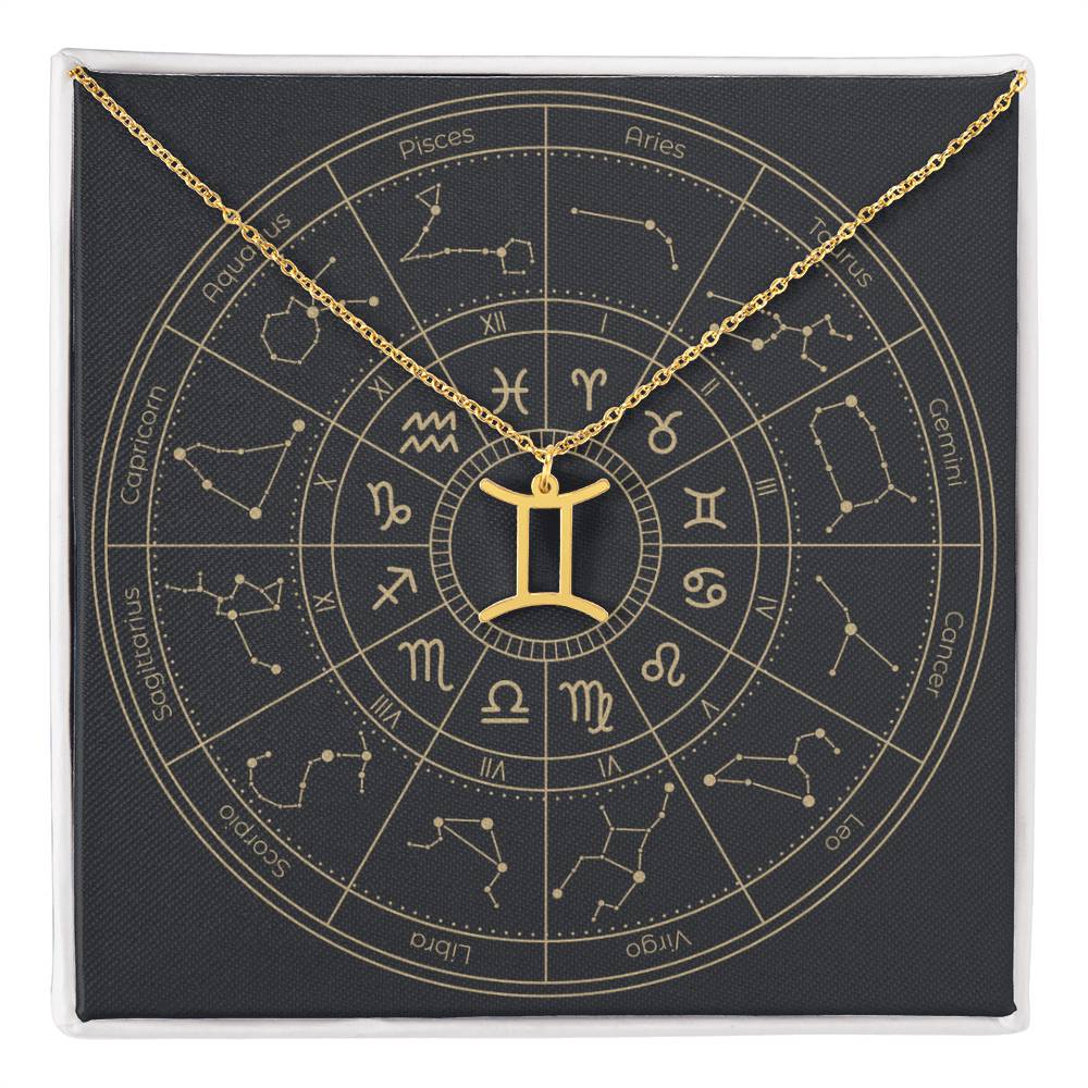 18k yellow gold Gemini zodiac sign necklaces